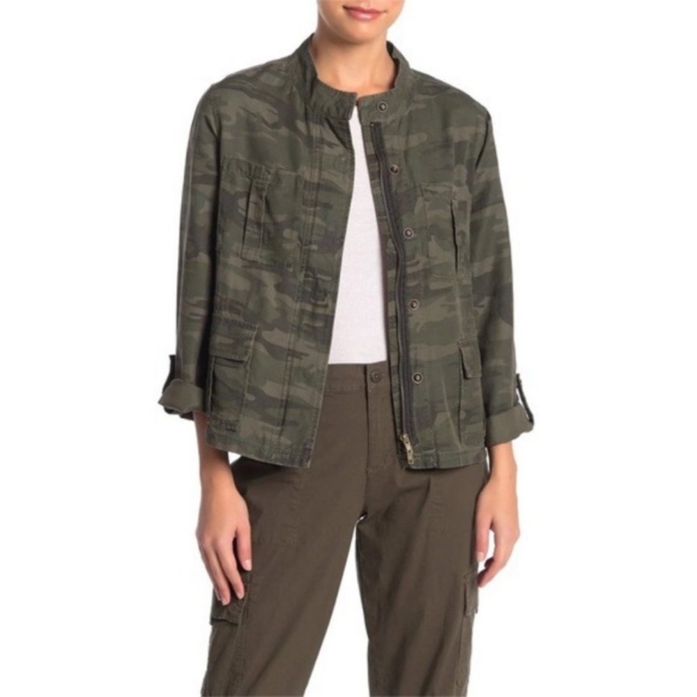 SANCTUARY Camo Print Utility Lightweight Jacket Size:cs